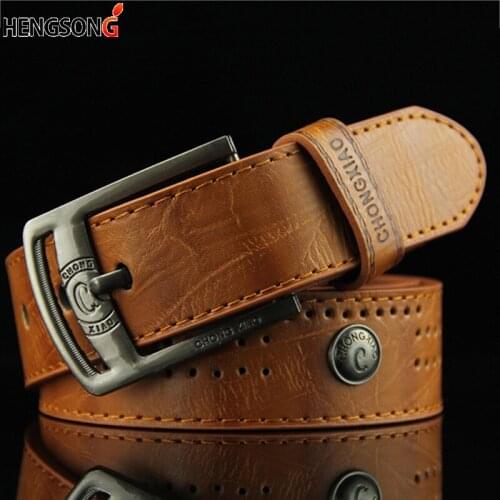 Hollow Rivet Punk Style Belt Mens Casual Belt Wide PU Leather Belt Buckles For Men Fashion Male High Quality Jeans Belt