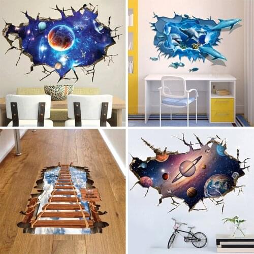 Starry Sky Dolphin Door Stickers Wall Stickers Galaxy Art Mural Floor Ceiling Wallpaper PVC Window Decoration Room Home Decor