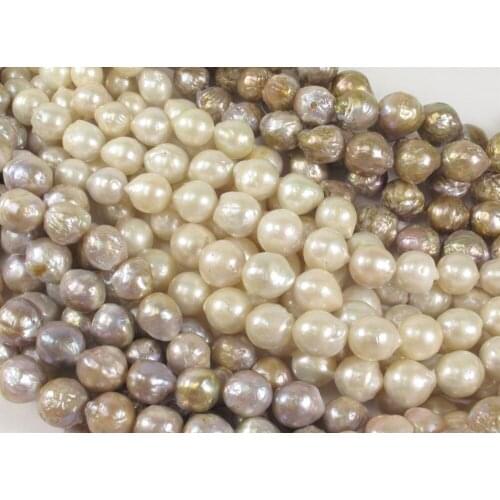 NEW 10 -14 mm Graduated Baroque Pearl Natural White OR Light Pink OR Seaweed 15"
