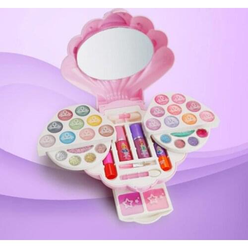 Novelty Multi-Layer Shell Shape Makeup Case Cosmetic Set Palette Girls Play Toys Non-toxic Washable Beauty Makeup Box Baby Gifts