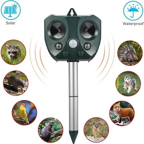 Solar Power Acousto-Optic Pest Repeller Outdoor Use Garden Repellent Cat Dog Fox Sonic Deterrent Solar Powered Scarer Repellent