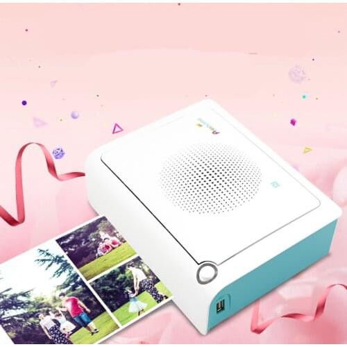 Portable Mini Pocket Photo Printer Wireless Smartphone Color Printing Blue Print speed 50s