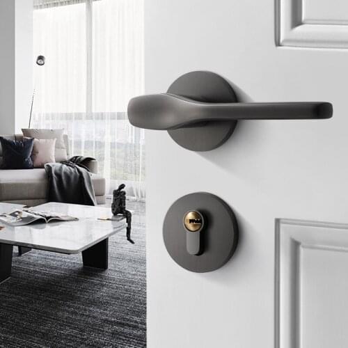 Simple and Modern Indoor Bedroom Door Lock Mute Wooden Door Lock Black Gray Split Lock Magnetic Door Lock Household Lock