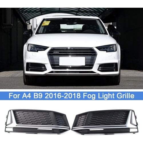1 Pair Car Front Left Right Bumper Fog Light Lamp Cover Honeycomb Lower Mesh Grille Grill For A4 B9 S-Line 2016-2018 8W0807681K