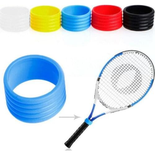 2Pcs Rubber Tennis Racket Grip Ring Fixed Stretchy Tennis Racket Handle Rubber Ring Band Overgrips Sports Accessories 5 Color