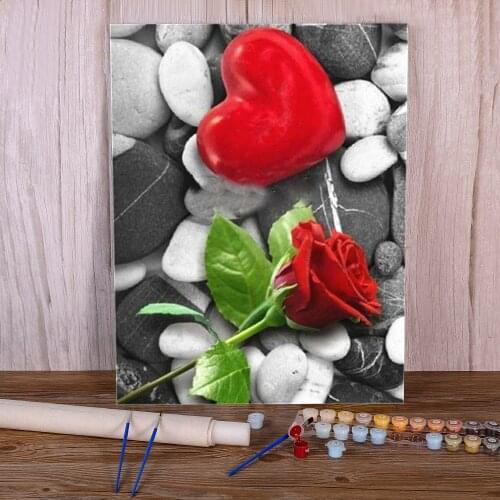 Rose Flower Paint By Numbers Set Acrylic Paints 40*50 Picture By Numbers Photo Decoration Crafts For Adults Art