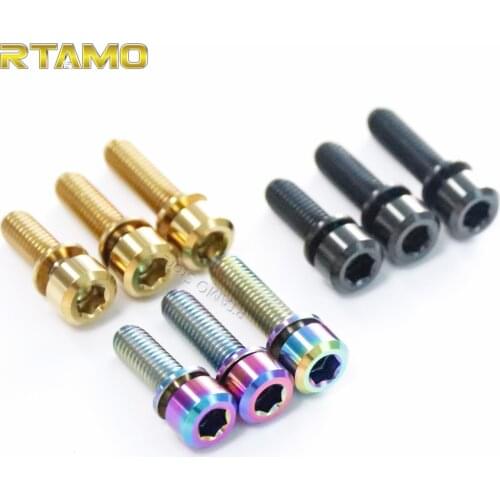 Titanium Bolt M6/M5x 16 18 20mm with Washers Ti Screws for Bicycle Disc Brake Stem Clamp Clindrical Head Washers Screws