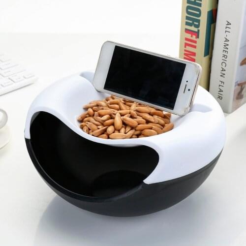 Creative Lazy Fruit Dish Snacks Nut Melon Seeds Bowl Double Layer Plastic Candy Plate Fruit Melon Seeds Holder