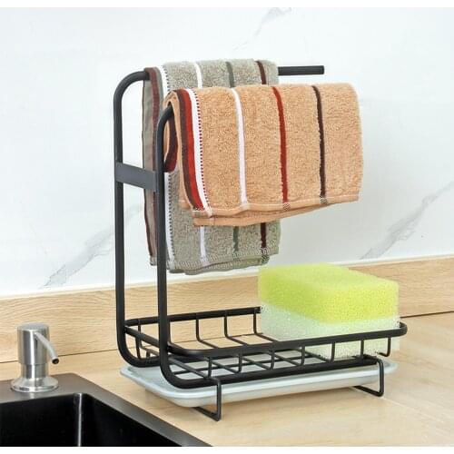 Rag Rack Drying Shelf Kitchen Storage Stand Sink wall shelf Sponge Drainer Rack Wall Mounted Iron Drainer Organizer Holder