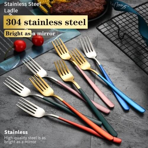 304 Stainless Steel Fork Korean Household Long-handled Salad Fork Steak Fork Fruit Fork Creative Western Tableware