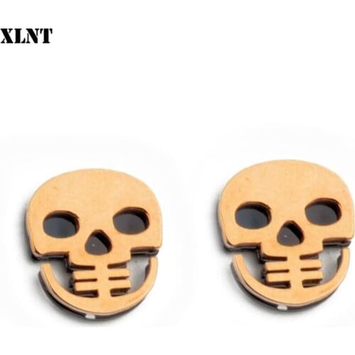 XLNT 2019 Fashion Women Punk Skull Jewelry Stainless Steel Earrings Skeleton Couple Earrings Women Ear Studs