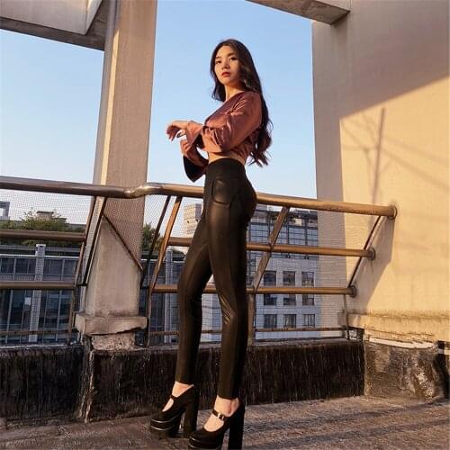 Melody Thermal Sweat Leggings Leather Tights Woman Legging Casual Pu Warm Female High Waist Sexy Autumn Winter Ladies