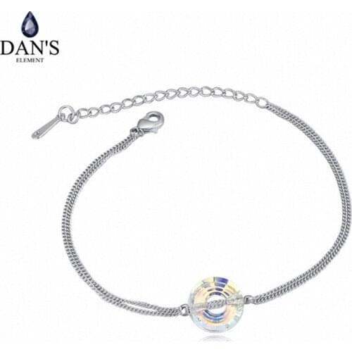 DANS ELEMENT Brand Real Austrian Crystals White Gold Color New Fashion Round Bracelet for Women Valentine Gift 125115