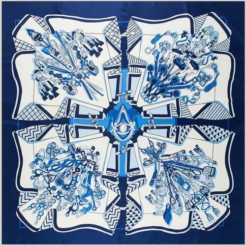 New Arrival 100% Twill Silk Woman Scarf Fashion European Chain Printed Square Scarves Luxury Brand Super Large Gift Wraps Hijab