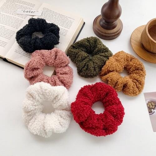 Winter Lamb Plush Warm Scrunchies Women Girls Elastic Hair Rubber Bands Accessories Tie Hair Ring Rope Holder Headdress Headwear
