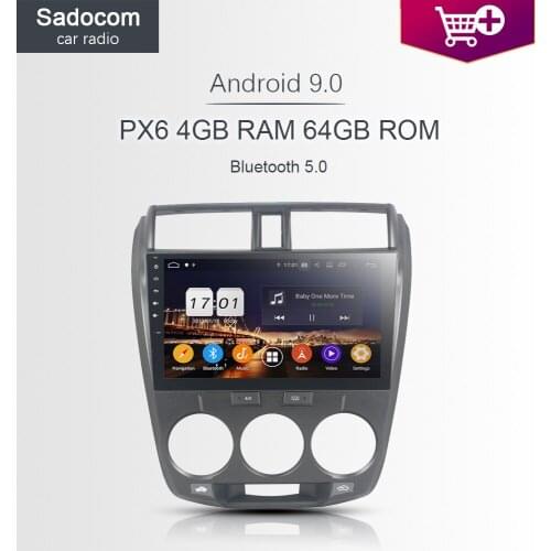 10.1" DSP PX6 Android10.0 4GB RAM+64GB+8core Car DVD Player For Honda CITY 2006- 2012 2013 GPS Glonass autoradio car radio 5.0