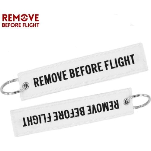 10 PCS/LOT Remove Before Flight Key Chain llaveros White Embroidery Key Fobs OEM Key Jewelry Aviation Gifts Chaveiro Keychain