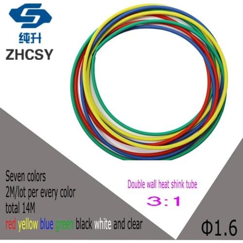 14M/lot Heat Shrink Tube 3:1 ratio Dual Wall Tubing Adhesive Lined with Glue Wrap Wire Cable kit 1.6mm 2.4mm 3.2mm 4.8mm 6.4mm