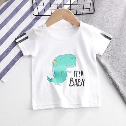 2021 Childrens T-shirt Short-Sleeved Pure Cotton Boy Baby Cartoon Short-Sleeved Girl Summer New Korean Single-Shirt Clothing