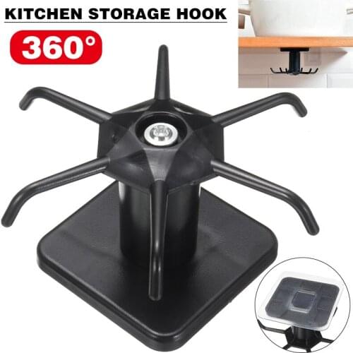 360 Degree Rotation Rotating Storage Hooks Kitchenware Nail-free Hook For Kitchen Bathroom Storage Accessories