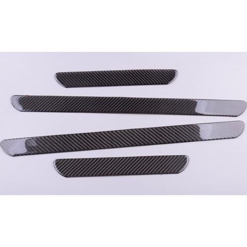 4Pcs/Set Universal Small & Middle Size Black Carbon Fiber Scuff Plate Door Sill Cover Panel Step Protector Guard Car