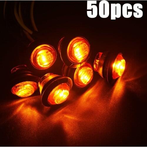 50pcs Wholesale Waterproof Amber Color Side Marker Indicators Light LED 12V Bullet Lamp 3 LEDs 3/4"for Truck Trailer Tail Lights