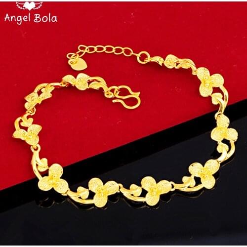 Arabian Golden Flower Fashion Luxury Jewelry Women Charm Bracelet Muslim Bride Wedding Party Holiday Gift Jewelry Wholesale