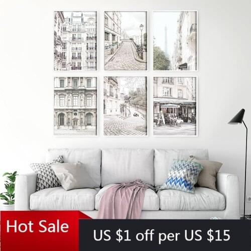Paris Tower Architecture Nordic Wall Art Canvas Painting Road River Wall Decor Pictures For Poster Aesthetic Room Decor