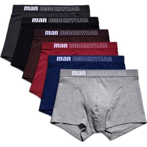 6pc/lot Sexy Boxer Ropa Ropa interior Shorts Men Big Size Cotton Boxer Shorts Men Underwear Man Cotton Boxer