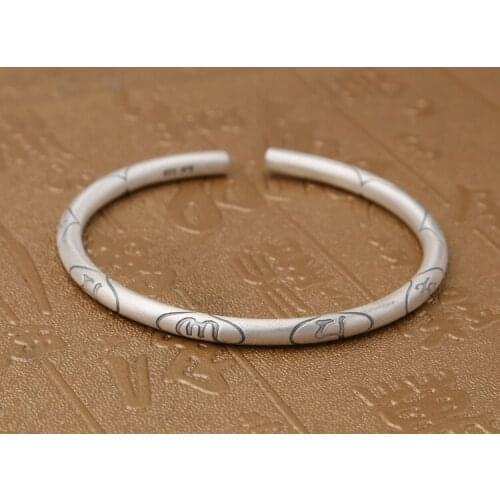 Solid 999 sterling Silver gift women cuff bracelet bangle jewelry A5057