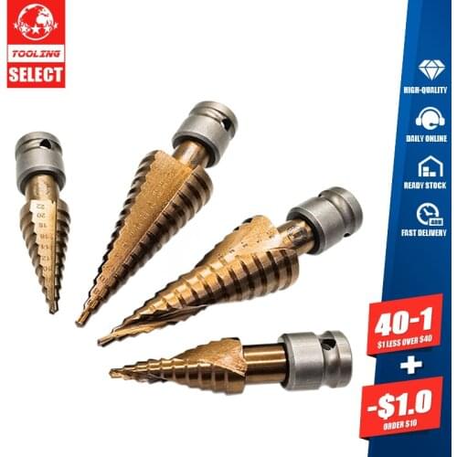 HSS-4241Hss Step Drill Bit Set Cone Hole Cutter Taper Metric 4 - 12 / 20 / 32mm 1 / 4 "titanium Coated Metal Hex Core Drill Bits