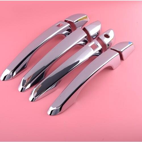 1 Set Car Door Handle Cover Molding Trim With 2 Smart Keyhole Silver ABS Fit For Hyundai Tucson 2016 2017 2018