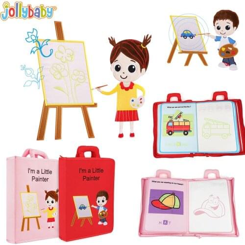 Jollybaby Baby Toys Kids Early Development Cloth Books Learning Education Activity Books Coloring Books I am a little Painter