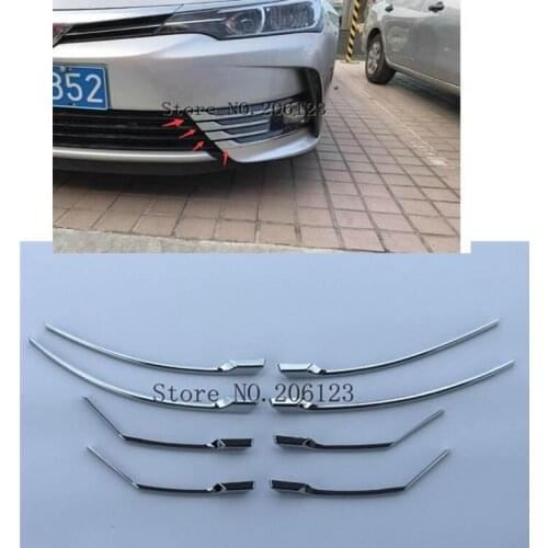 For Toyota Corolla 2017 2018 ABS Front Head Grille Grill Fog Light Foglight Lamp Decoration Strip Cover Sticker Trim A Set
