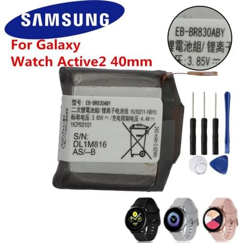 EB-BR830ABY 100% Original Replacement Battery For Samsung Galaxy Watch Active2 40mm SM-R835 SM-R830 Genuine Battery 247mAh +tool