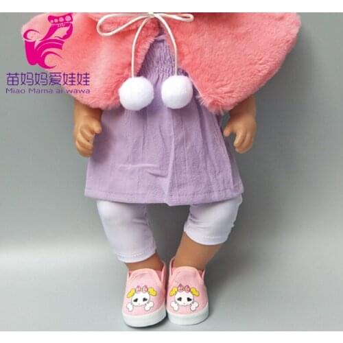 Doll purple dress elstic tights pants for 43cm Baby Doll girl Suit for 18 inch doll girl outwear