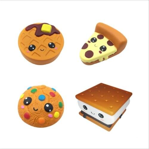 Cute Simulation Chocolate Biscuit Pizza Bread Squeeze Toy Scented Stress Relief for Kid Fun Gift Toy