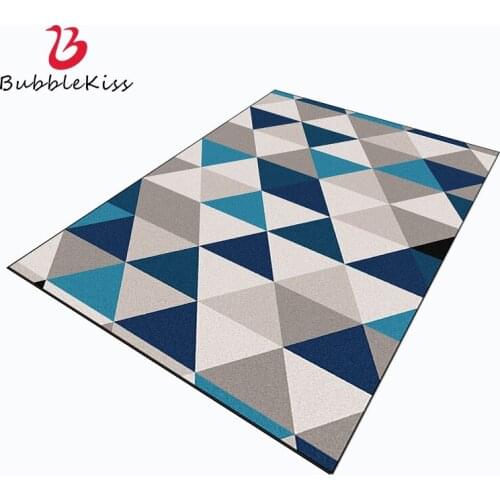 Bubble Kiss Customized Carpet for Bedroom Nordic Style Blue Grey Geometric Pattern Living Room Rug Non-slip Sofa Table Door Mat