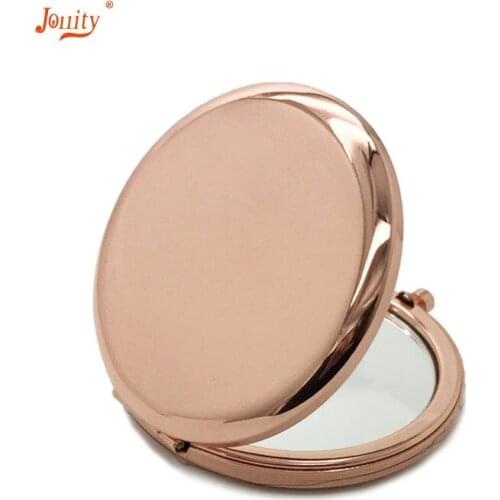 Jollity Mini Folding Makeup Mirror Portable Silver Metal 2-Face Mirror Double Side 2x Magnifying Function Glass Cosmetic Mirror