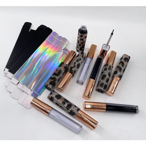 Cheetah Rhinestone Eyelash Glue 5ML Lash Glue Black White Lashes Glues Mink Eyelashes Glues for Strip Lash with Free Box