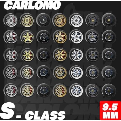 2021 Year CARLOMO 1/64 9.5mm Alloy Wheels Super Smooth S Class Wheel and Tires with Shafts 1:64 TLV/IG/Hot Wheel Modified Parts