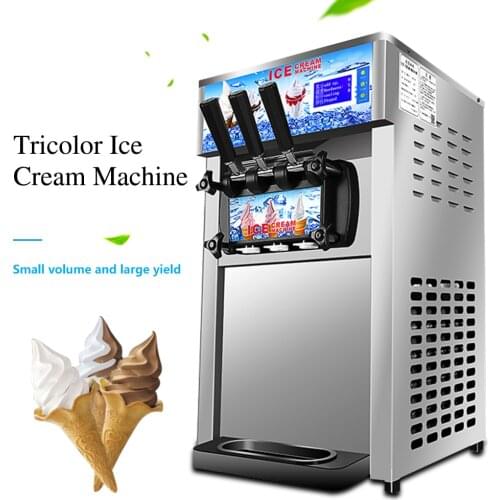 Xeoleo 1200W Ice cream maker 3 Flavors Soft Ice cream machine 18L/H Yellow/Pink/Stainless steel Yogurt Ice cream 404a/R22 CE