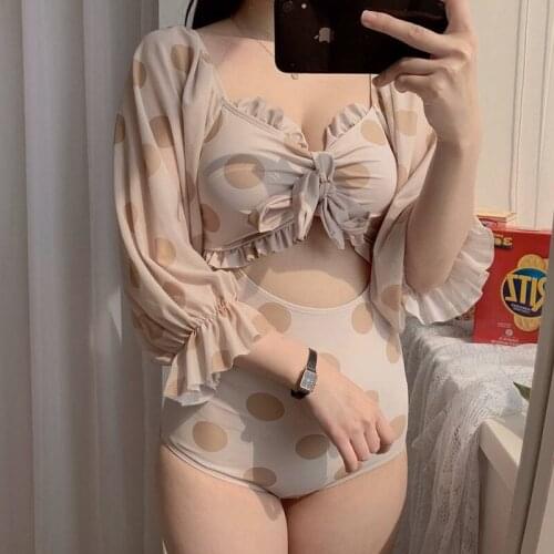 Korean Swimwear One Piece Swimwear Women Print Swimwear Long Sleeve Swimsuit Padded Bathing Suit sexy Monokini Beachwear Summer