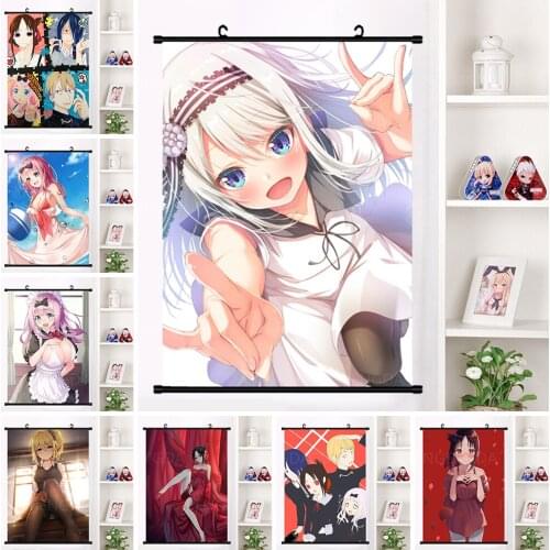 Beautiful Girl Hanging Poster Anime Cartoon Canvas Painting HD Print Wall Art Plastic Scrolls Picture Decor Home for Living Room