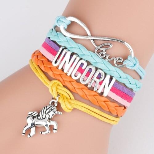 Unicornes Bracelets Fashion Rainbow Girl Makeup Toys Children Kids Cartoon Bracelet Beaded Chain Christmas Gifts