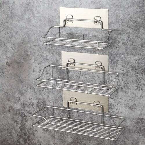 Stainless Steel Bathroom Storage Shelf Punch-Free Kitchen Bathroom Toilet Wall Hanging Storage Rack