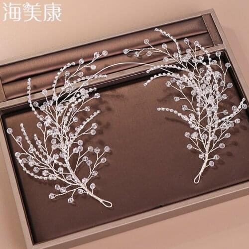 Haimeikang Crystal Headbands Wedding Hair Accessories Handmade Hair Decoration Pearl Rhinestone Hair Ornament For Bride Girls