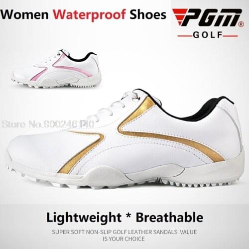 Pgm Women Golf Shoes Waterproof Non-Slip Sneakers Ladies Leisure Fixed Nail Breathable Sports Golf Trainers Ultra-Light Shoe