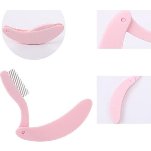 Eyelashes Eye Brow Extension Brush Metal Comb Foldable Ultra-fine Steel Needle Eyebrow Pink Black Cosmetic Makeup Tools