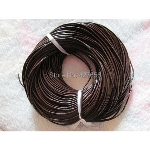100Yds 2.0mm Black/Brown Genuine Leather Cords String Rope,Jewelry Beading String, For Bracelet & Necklace,DIY Jewelry Accessory